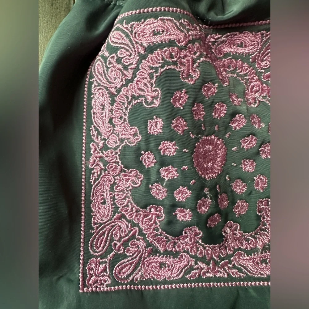 Gray Bandana Embroidered Drawstring Mini Purse Coin Bag
